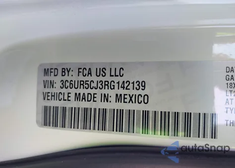 2024 Ram 2500 Tradesman 4X4 6'4 Box из США, поврежденный, VIN 3C6UR5CJ3RG142139